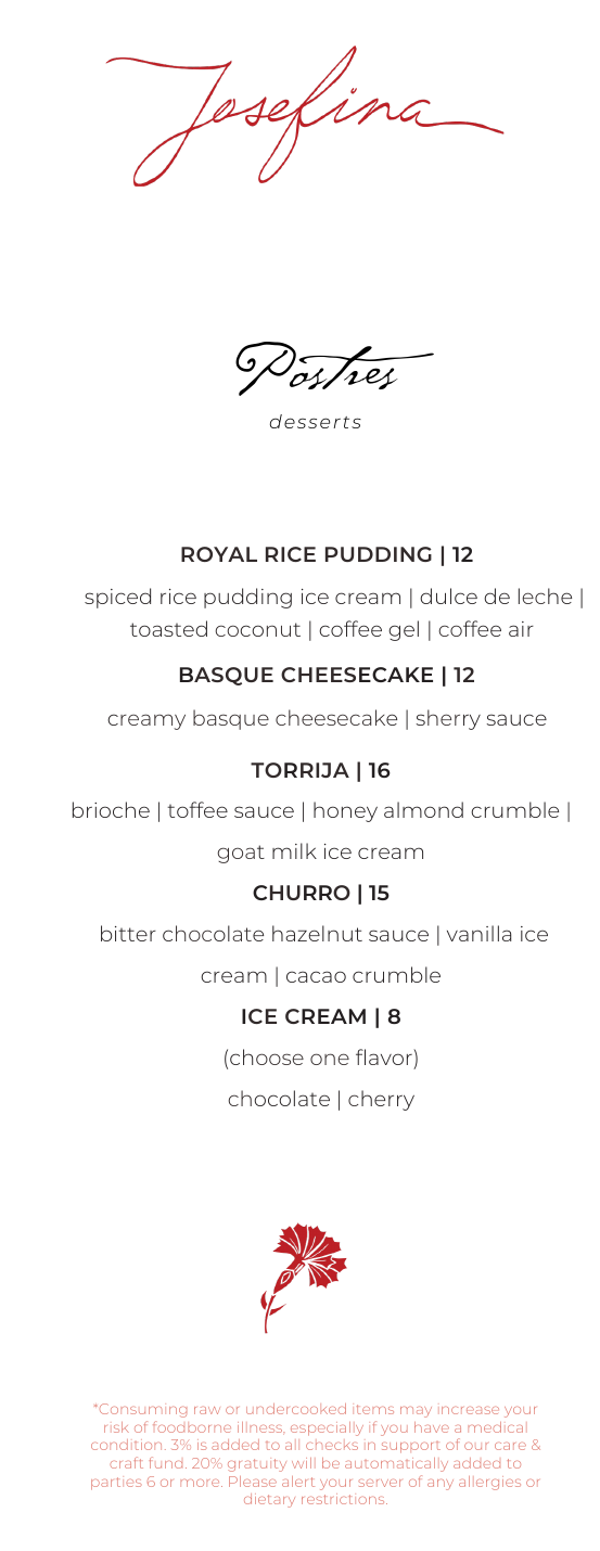 Dessert menu page 1