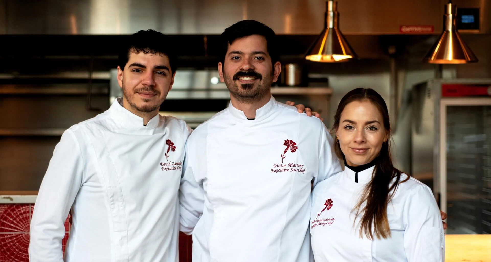 Executive Chef David Zamudio, Executive Sous Chef Victor Martins, and Executive Pastry Chef Maria Alejandra Russo at Josefina